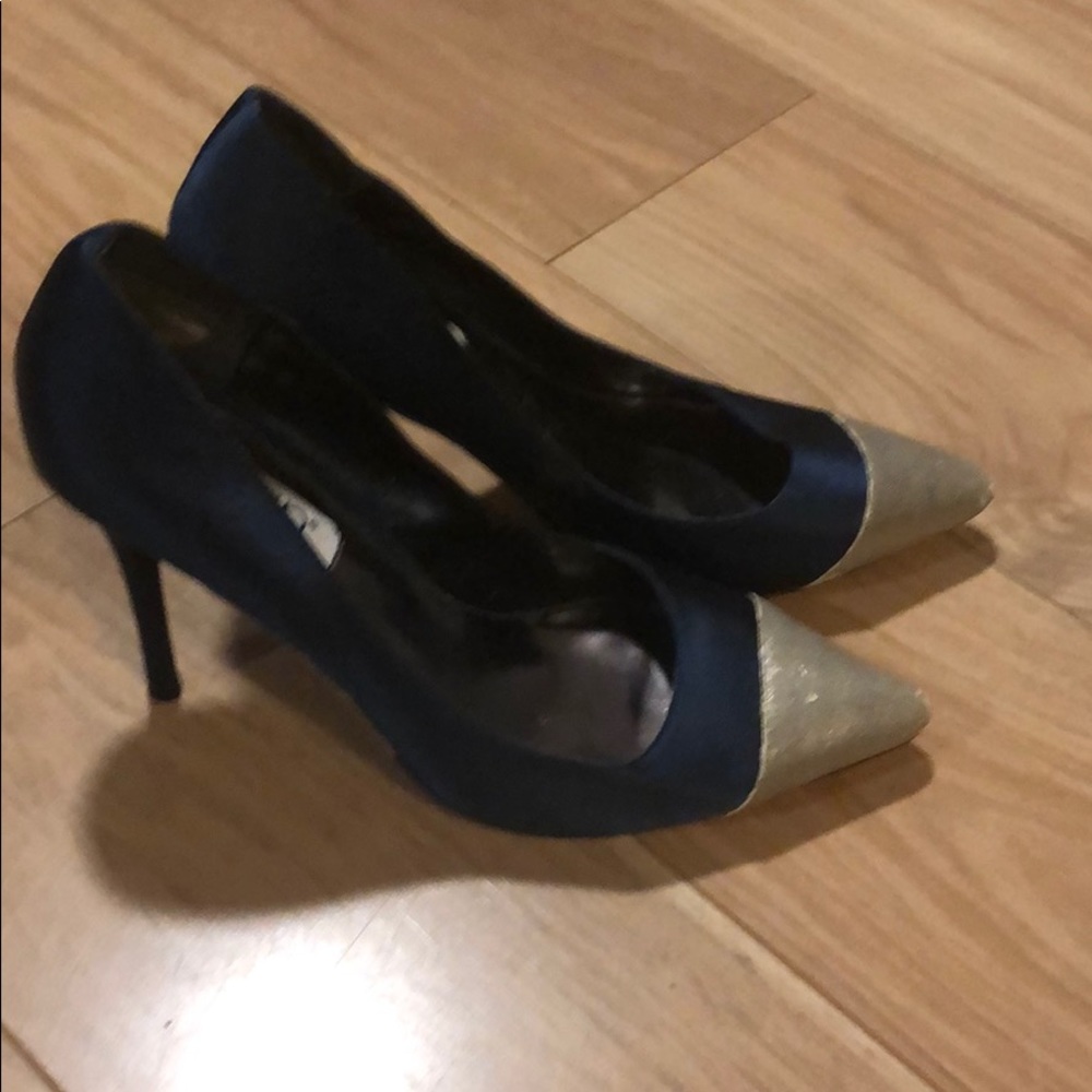 Blue and silver high heel pumps size 8